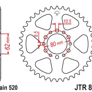 JT sprockets&chains - Γραναζι πισω 845.45 Yamaha XT250/SR250 45Δ JT