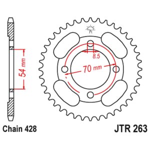 JT sprockets&chains - Sprocket rear 263.42 Honda Astrea 42T 428 JT