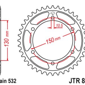 JT sprockets&chains - Sprocket rear 866.46  Yamaha FZR 750 46T JT