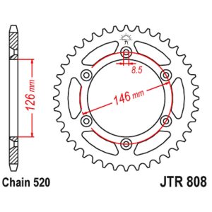 JT sprockets&chains - Sprocket rear 808.48 JT alloy
