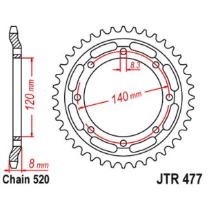 JT sprockets&chains - Rear sprocket 477.43 JT