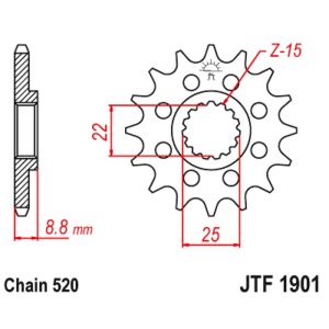 JT sprockets&chains - Γραναζι εμπρος 1901.15 JT