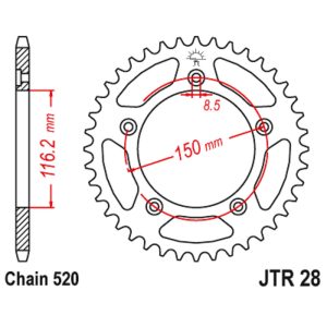 JT sprockets&chains - Rear sprocket 28.42 JT