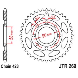 JT sprockets&chains - Sproket rear 269.42 Honda GTR 150 42Δ JT
