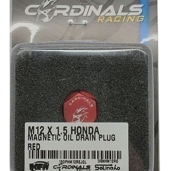 Cardinals Racing - Drain oil plug 12x1.5 Honda etc CARDINALS magnetic red