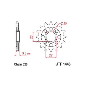 JT sprockets&chains - Γραναζι εμπρος 1446.13 Kawasaki ΚΧF 250 '06 13T JT