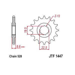 JT sprockets&chains - Γραναζι εμπρος 1447.14  JT